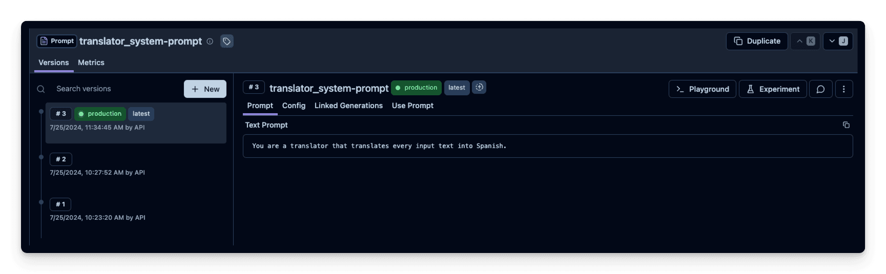View prompt in Langfuse UI