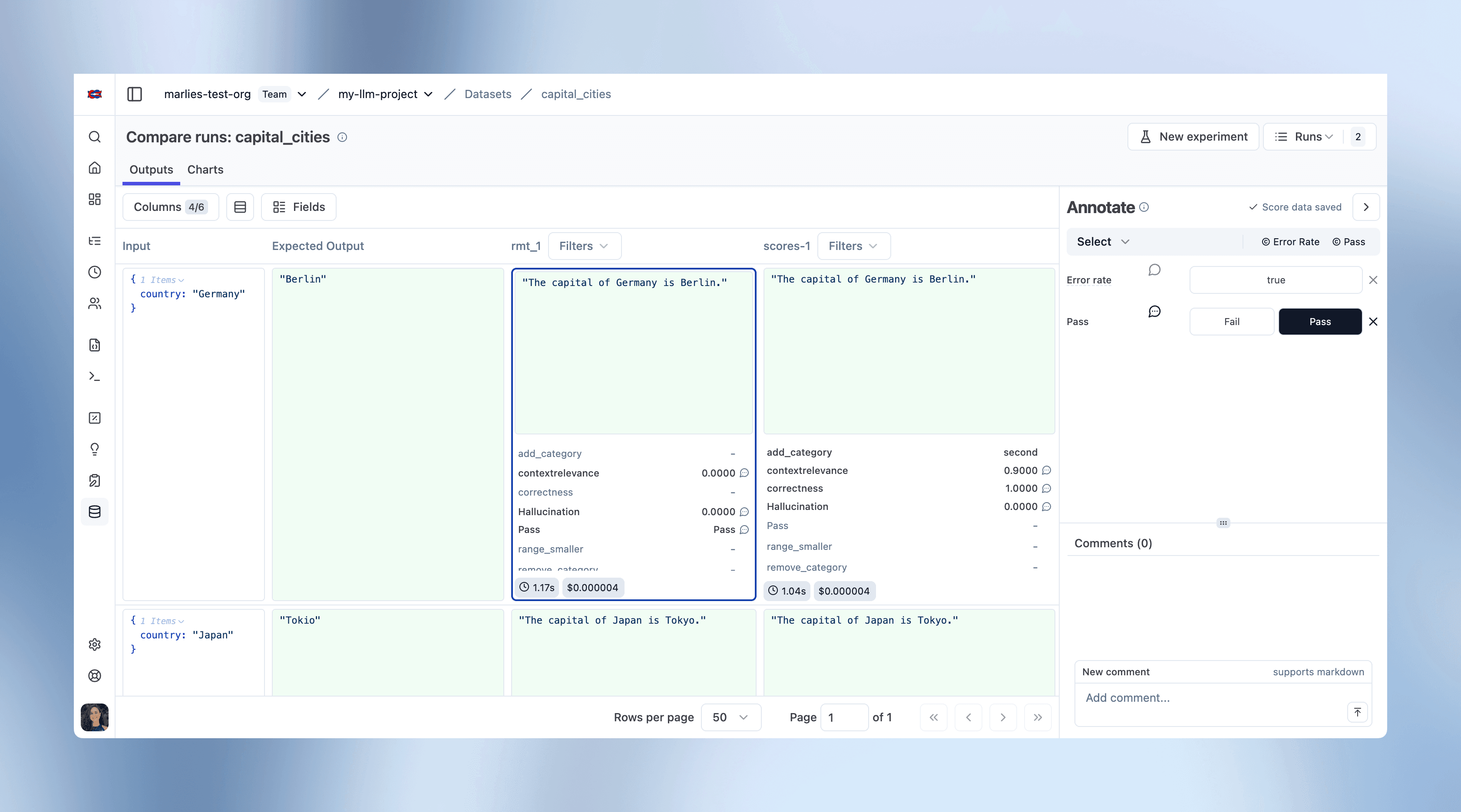 Annotation Support in Experiment Compare View